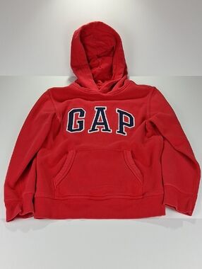 Boys GAP Hooded Sweatshirt (Hoodie) Size Large (10) Red w/ Navy Logo Front Pouch